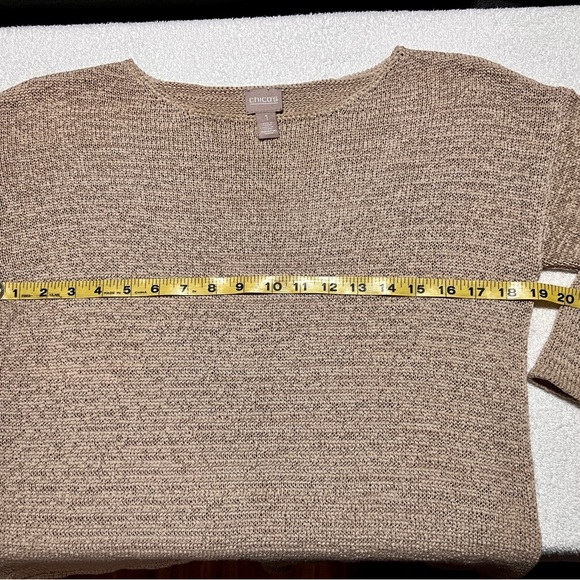 Oatmeal woven knit scoop neck sweater by‎ CHICOS Size 1. - Picture 3 of 11